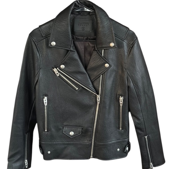 Like New Blank NYC Open Secret Faux Leather Moto Jacket Black Size Small - Picture 5 of 12